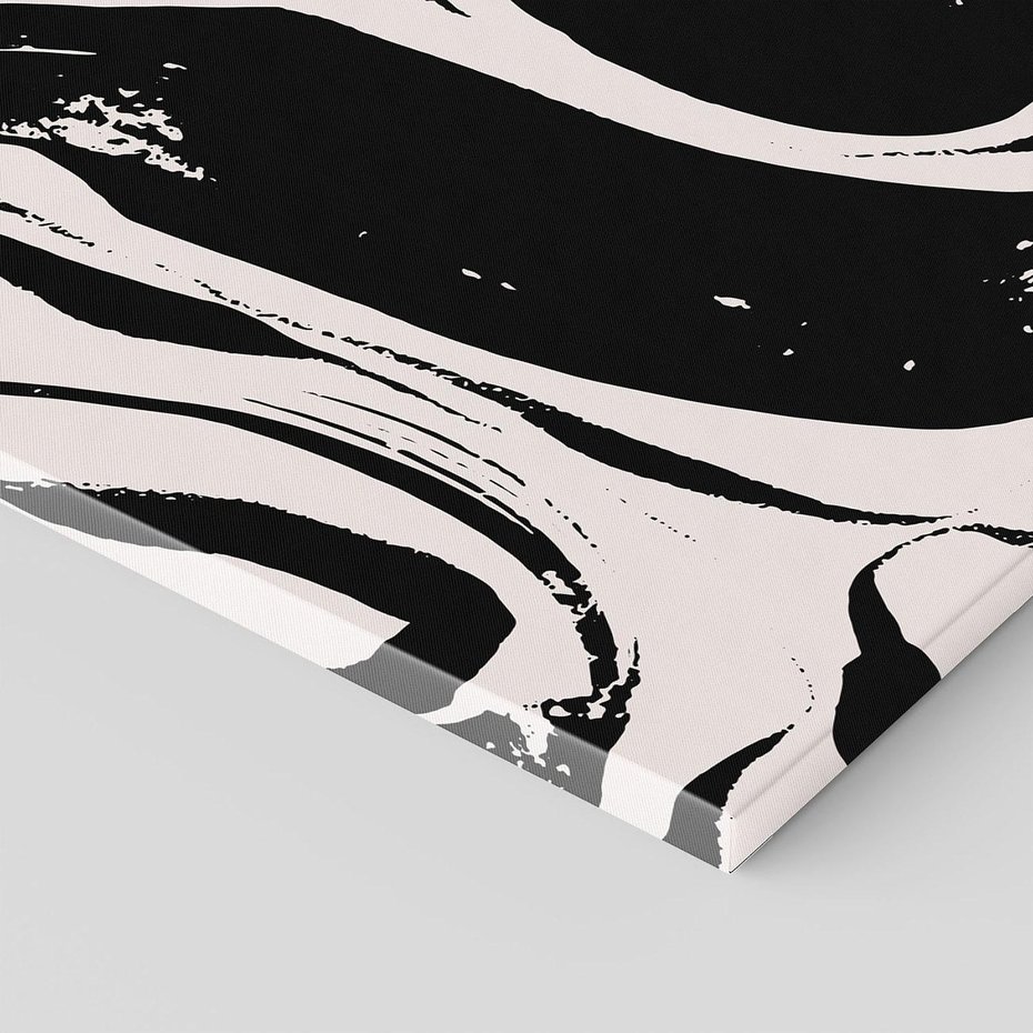 Obraz na płótnie 60x60 - Wibracje w ciemnościach duszy - czarno biała abstrakcja, nieregularne rozmyte linie