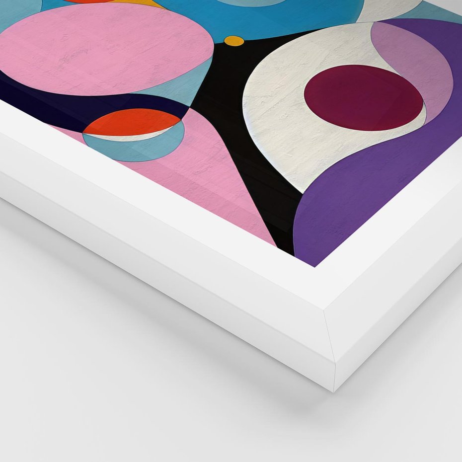 Plakat w ramie 50x70 - Kolorowe Ulotności - abstrakcyjny obraz olejny, żywe kolory - rama biała