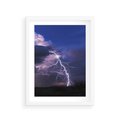 Plakat w ramie 30x40 - Burza z błyskawicami nad horyzontem - burza, błyskawica - rama biała