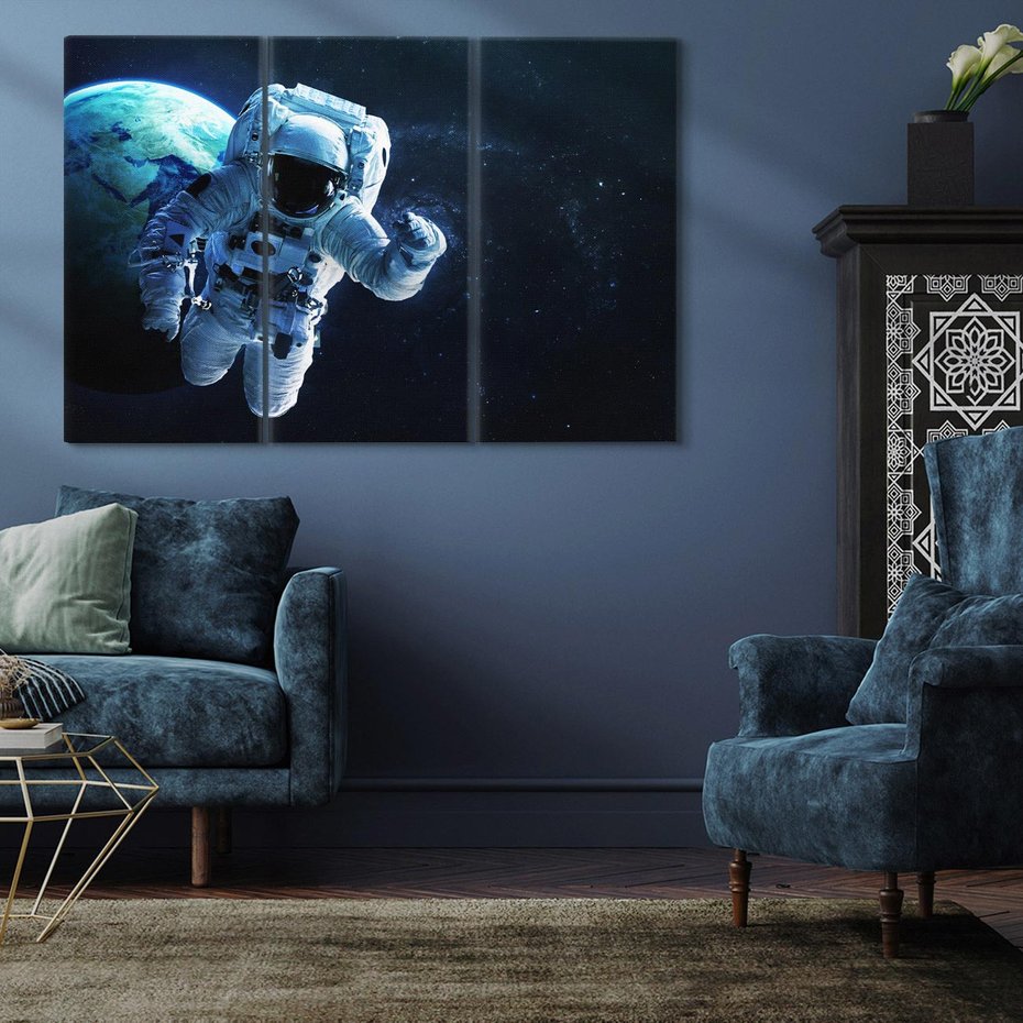 Obraz na płótnie 120x80 - kosmiczna podróż - kosmonauta, ziemia
