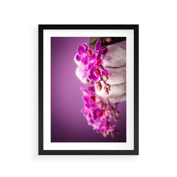 Plakat w ramie 50x70 - Relaksująca orchidea w spa - spa, orchidea - rama czarna