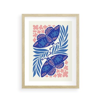 Plakat w ramie 30x40 - Migotliwa Rzeczywistość - ćmy, kwiaty - rama drewno