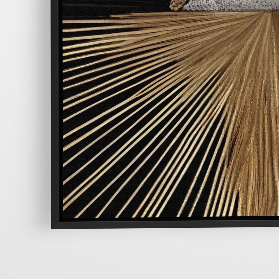 Obraz w ramie 50x50 - Metaliczne Boho Abstrakcje - boho, słońce - rama czarna