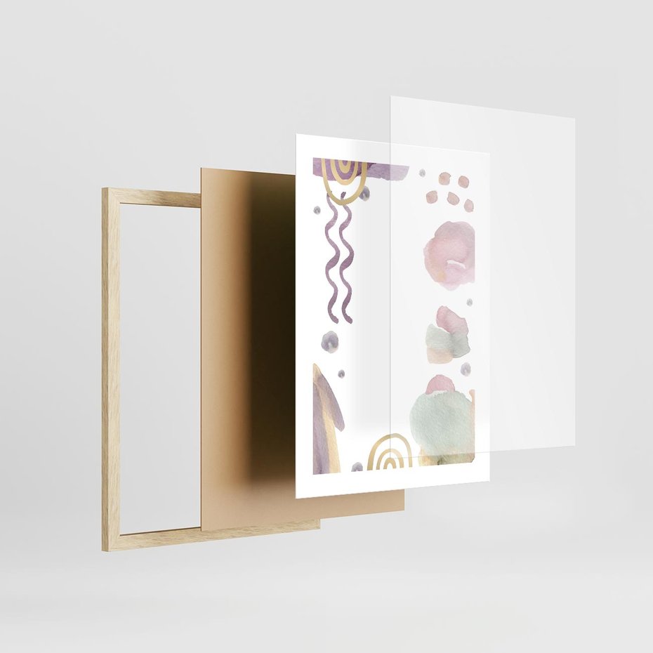 Plakat w ramie 30x40 - Pastelowe Wnętrza Emocji - abstrakcyjny palakt, akwarelowe plamy - rama drewno