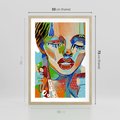 Plakat w ramie 50x70 - Kolorowe Formy - abstrakcyjny portret kobiety, twarz - rama drewno