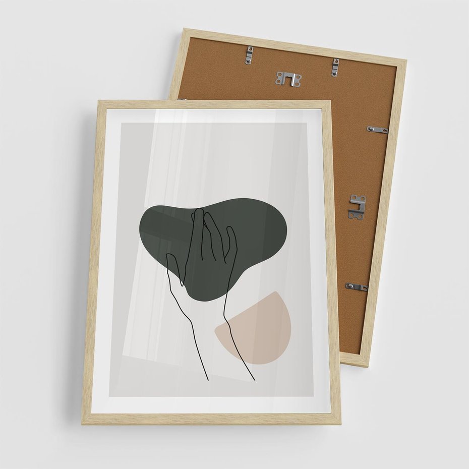 Plakat w ramie 50x70 - Bezczasowe Echo - szkic jedną linią, one line - rama drewno