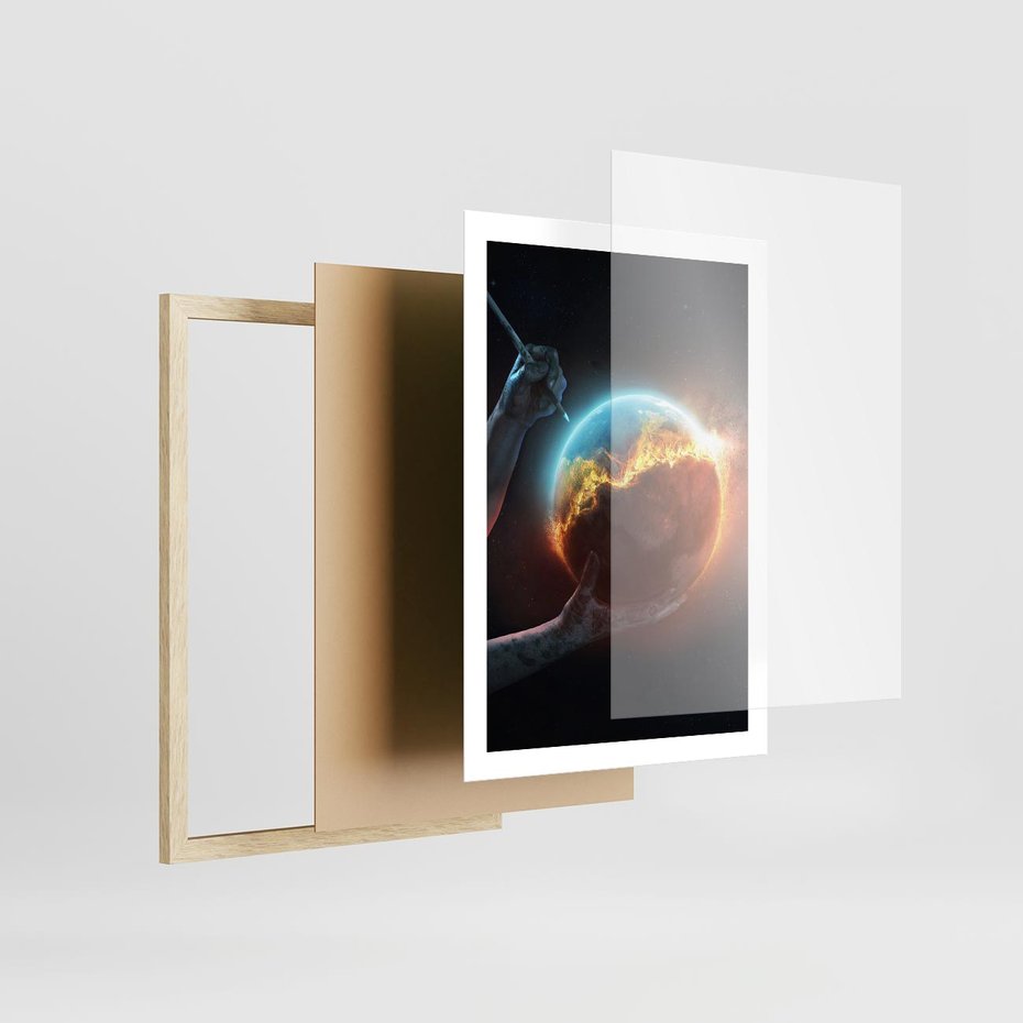 Plakat w ramie 50x70 - Nieznane przestrzenie - planeta, kosmos - rama drewno
