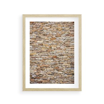 Plakat w ramie 40x50 - Mur z cegieł - surowa elegancja - mur, cegły - rama drewno
