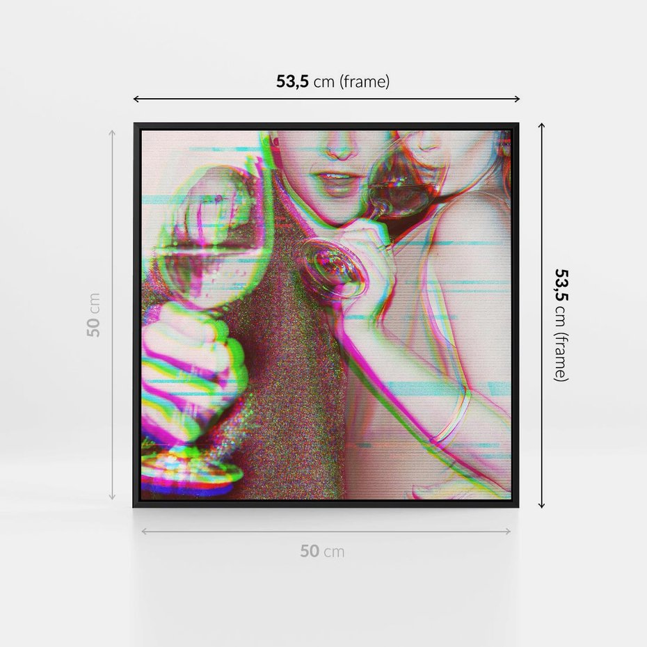 Obraz w ramie 50x50 - Zakochani na Kliszy - zdjecie, stara prześwietlona klisza - rama czarna