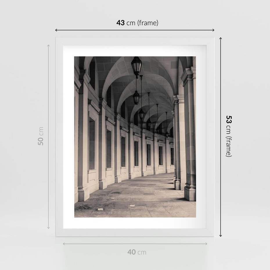 Plakat w ramie 40x50 - Kolumny Elegancji - architektura, kolumny - rama biała