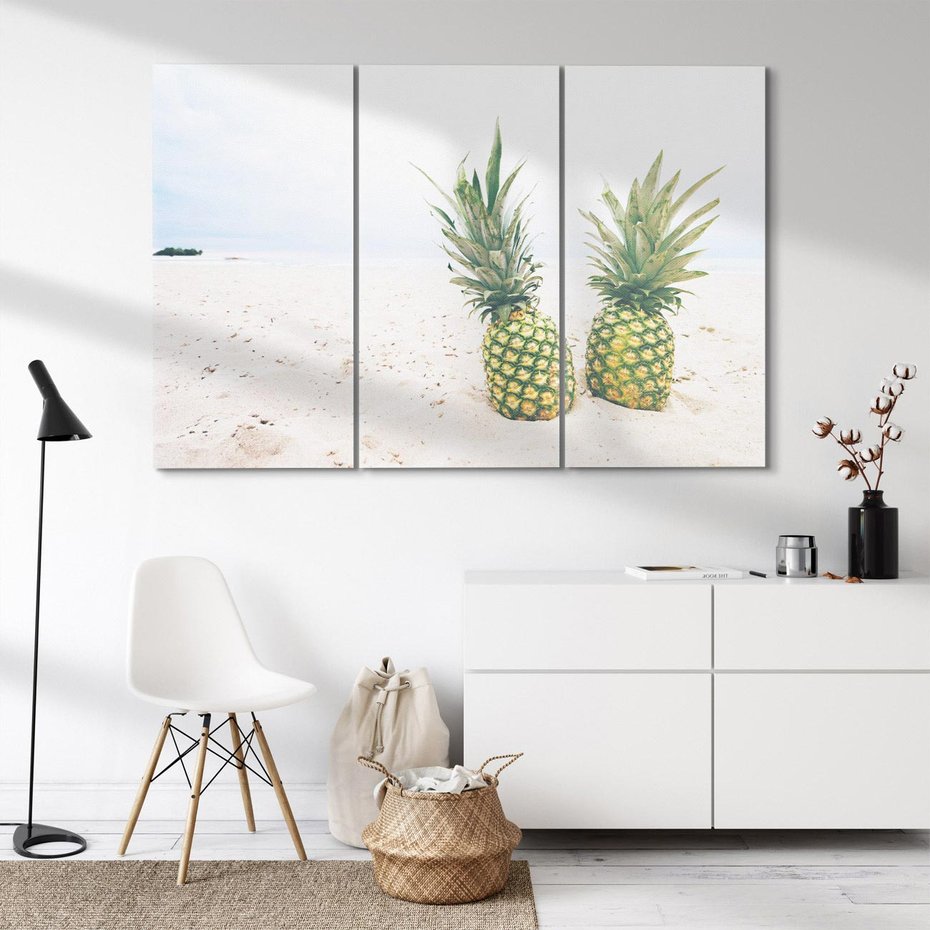 Obraz na płótnie 120x80 - Ananasy Plażowy Raj - ananasy, plaża