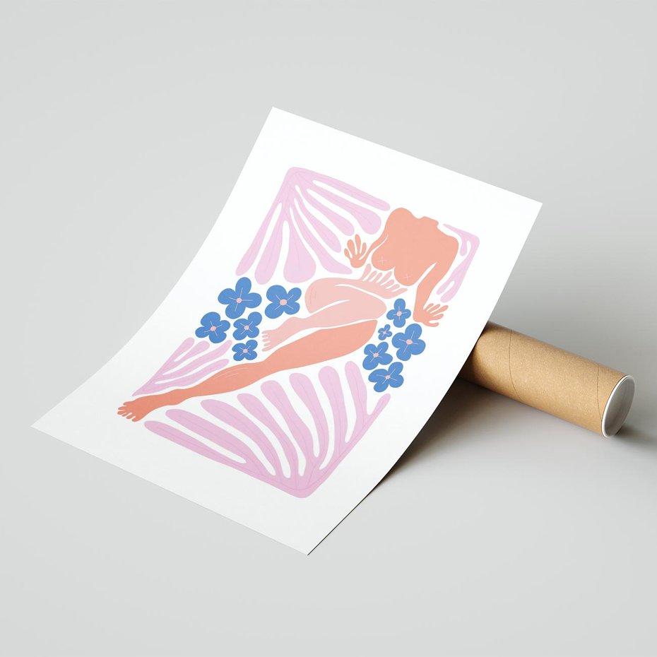 Plakat bez ramy 40x50 - Opowieść Ognistych Rytów - nowoczesny kobiecy akt, graficzne kształty