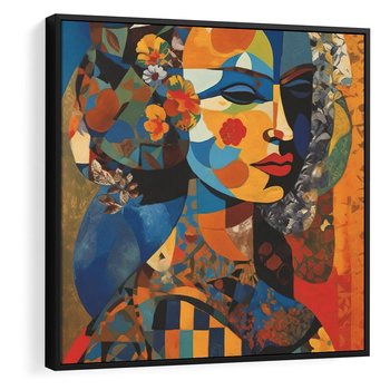 Obraz w ramie 50x50 - Impresje Cichego Szeptu - abstrakcyjny obraz, portret kobiety - rama czarna