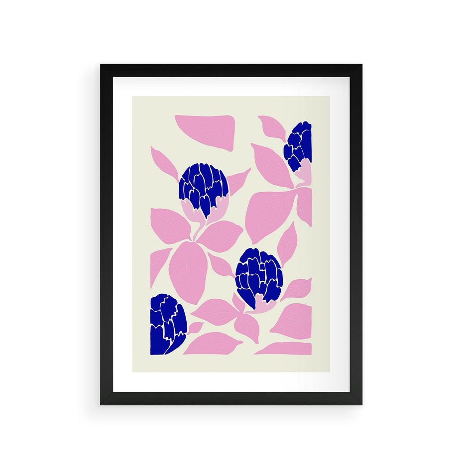 Plakat w ramie 30x40 - Impresje deszczu - nowoczesna kompozycja, kwiaty - rama czarna