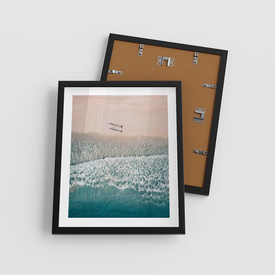 Plakat w ramie 40x50 - Turkusowe Uroki - niebieskie turkusowe morze, plaża - rama czarna