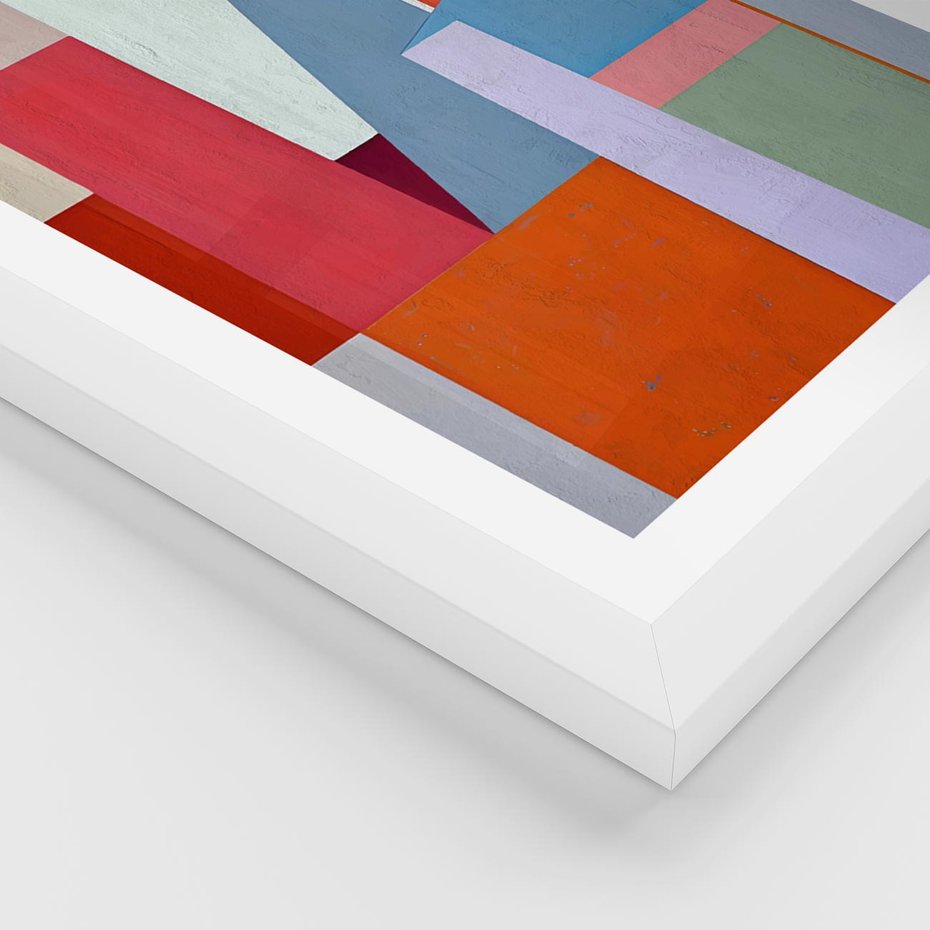 Plakat w ramie 40x50 - Migotliwe Nastroje Kształtów - różne geometryczne formy, olejny obraz - rama biała