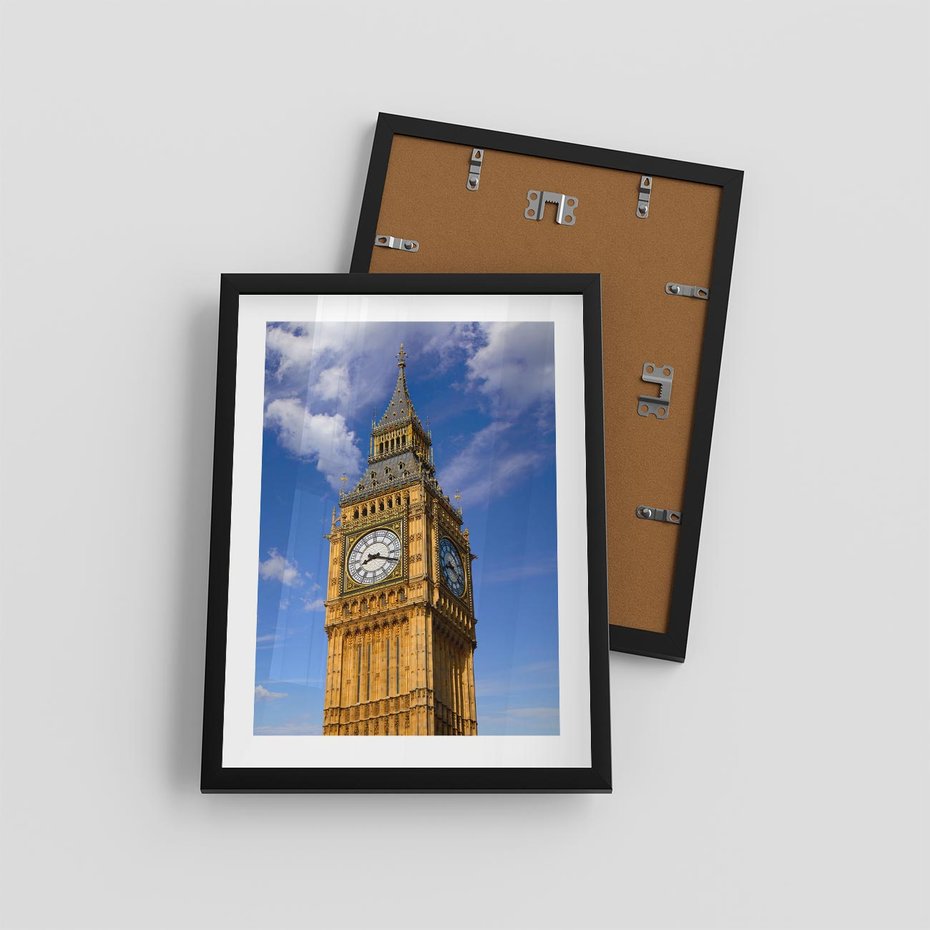 Plakat w ramie 30x40 - Czasowy Symbol - zegar, Big Ben - rama czarna