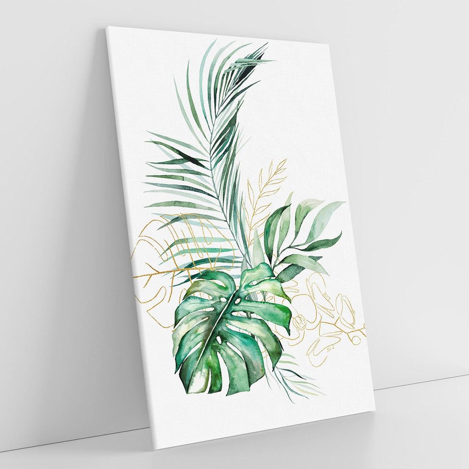 Obraz na płótnie 80x120 - Luksus w Detalu - złote, liście