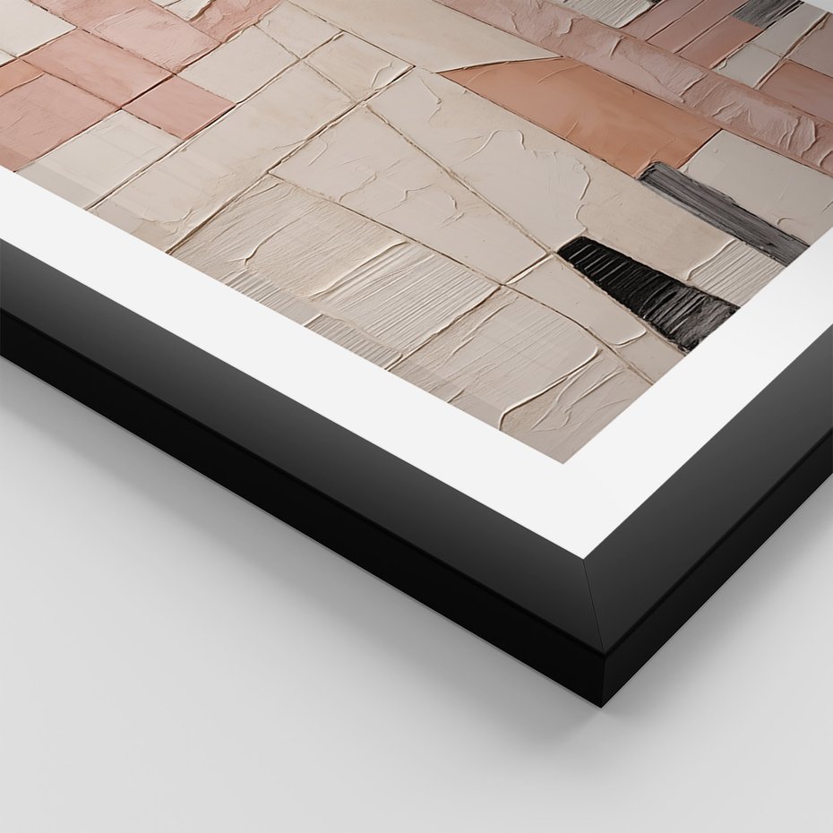 Zestaw obrazy w ramie 50x70 galeria - pastelowa, abstrakcja, olejny - rama czarna