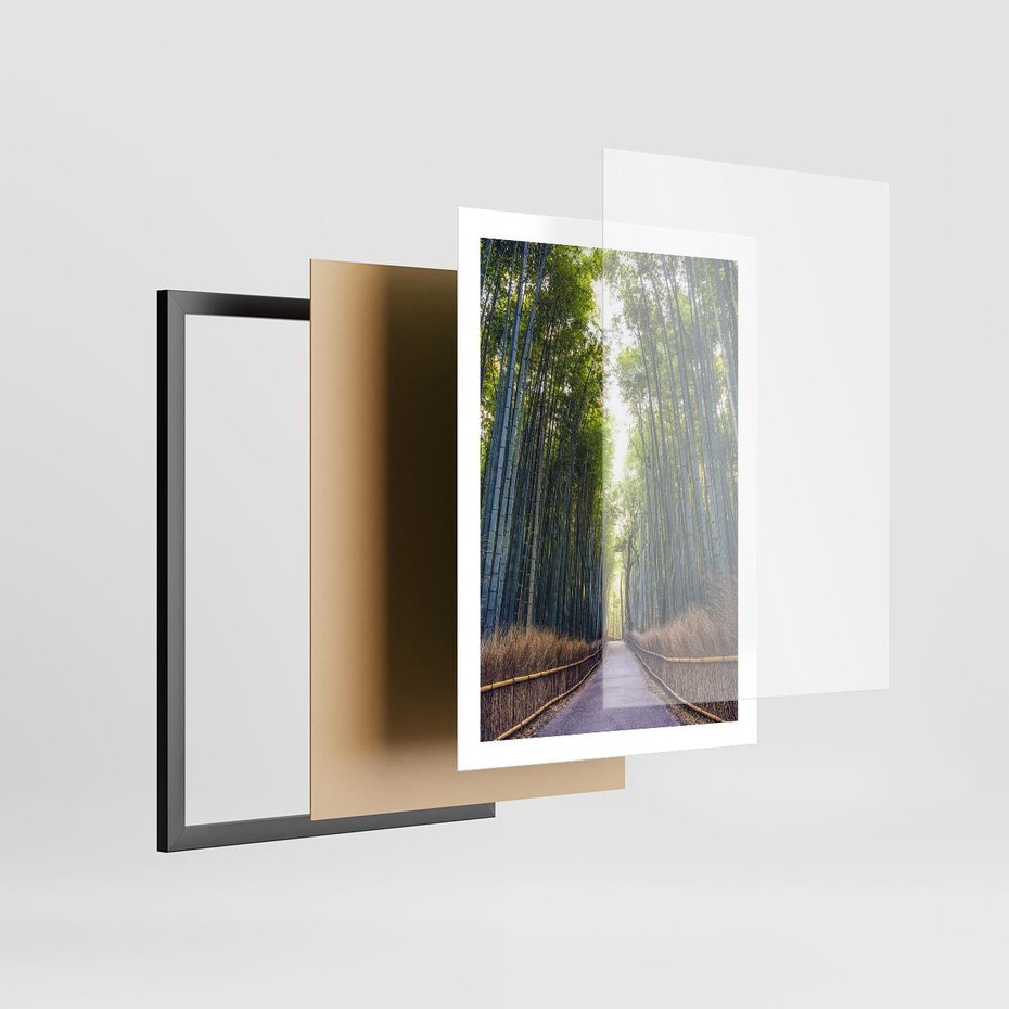 Plakat w ramie 50x70 - Urokliwa dróżka w lesie - las, dróżka - rama czarna