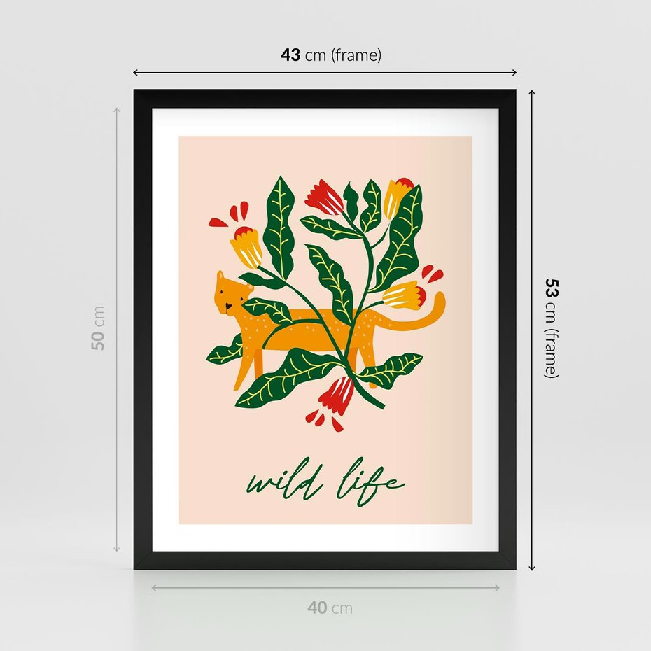 Plakat w ramie 40x50 - Tygrys w Kwiatach - tygrys, plakat - rama czarna