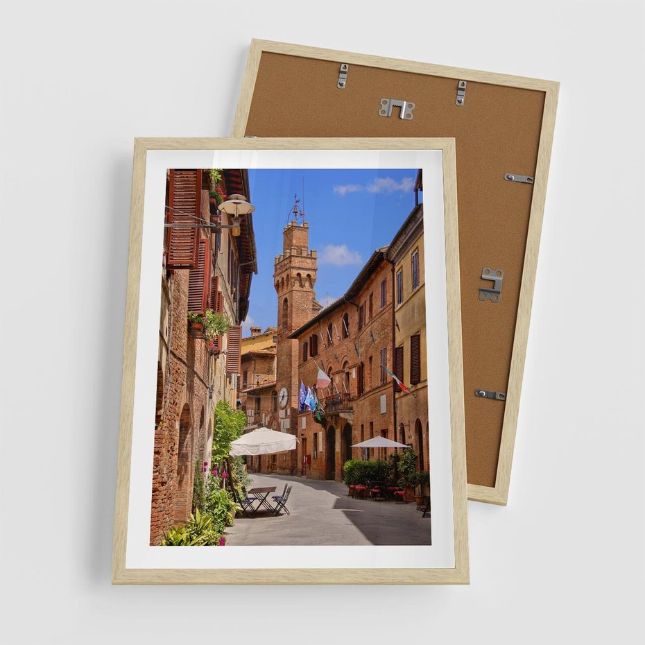 Plakat w ramie 50x70 - Urok włoskich uliczek - włoskie, uliczki - rama drewno