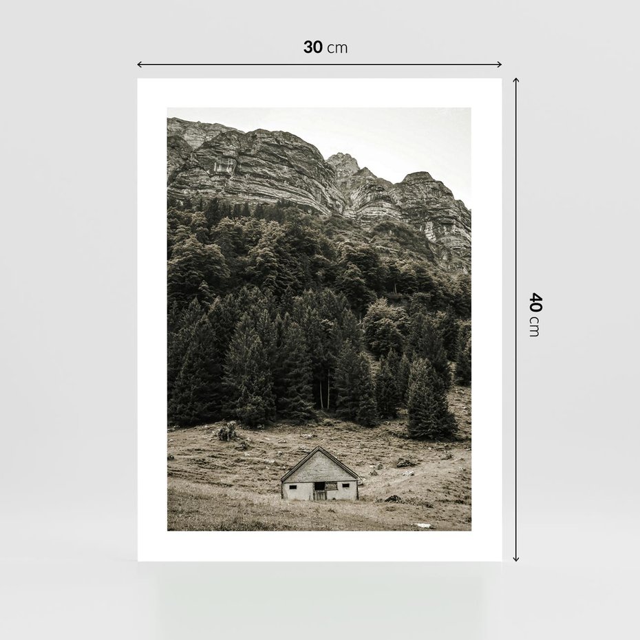 Plakat bez ramy 30x40 - Dom w Odcieniach Natury - domek w górach, góry