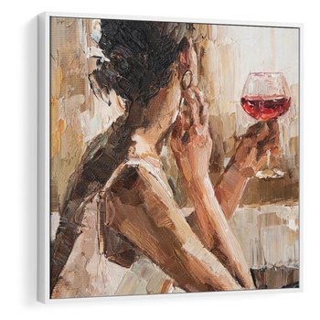 Obraz w ramie 80x80 - Wibracje - portret, kobieta - rama biała