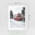 Plakat w ramie 30x40 - Domek w Śnieżnych Górach - domek, góry - rama biała