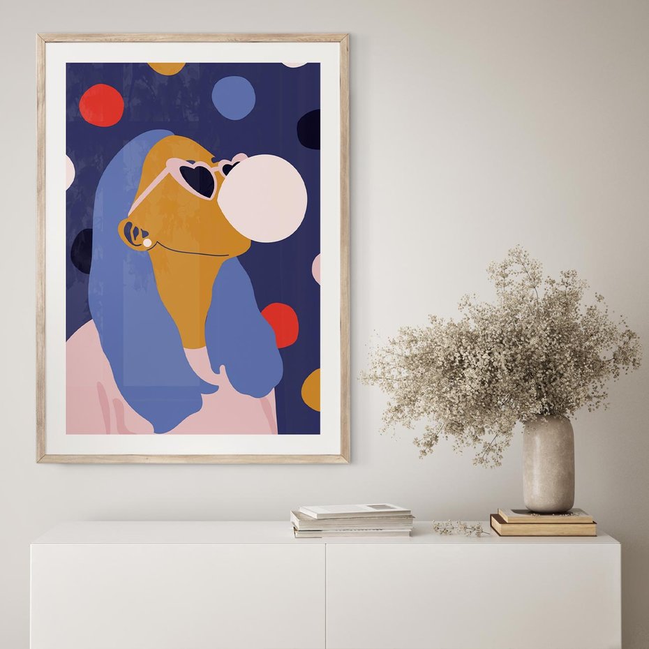 Plakat w ramie 40x50 - Odbicie Kobiety - nowoczesny plakat, styl retro - rama drewno