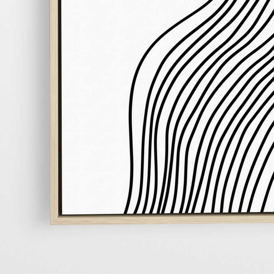 Obraz w ramie 50x70 - Refrakcje Przestrzeni - mnimalistyczna forma, czarne linie - rama drewno