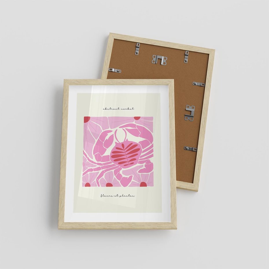 Plakat w ramie 30x40 - Rozświetlone Impresje - abstrakcyjny plakat, krab - rama drewno