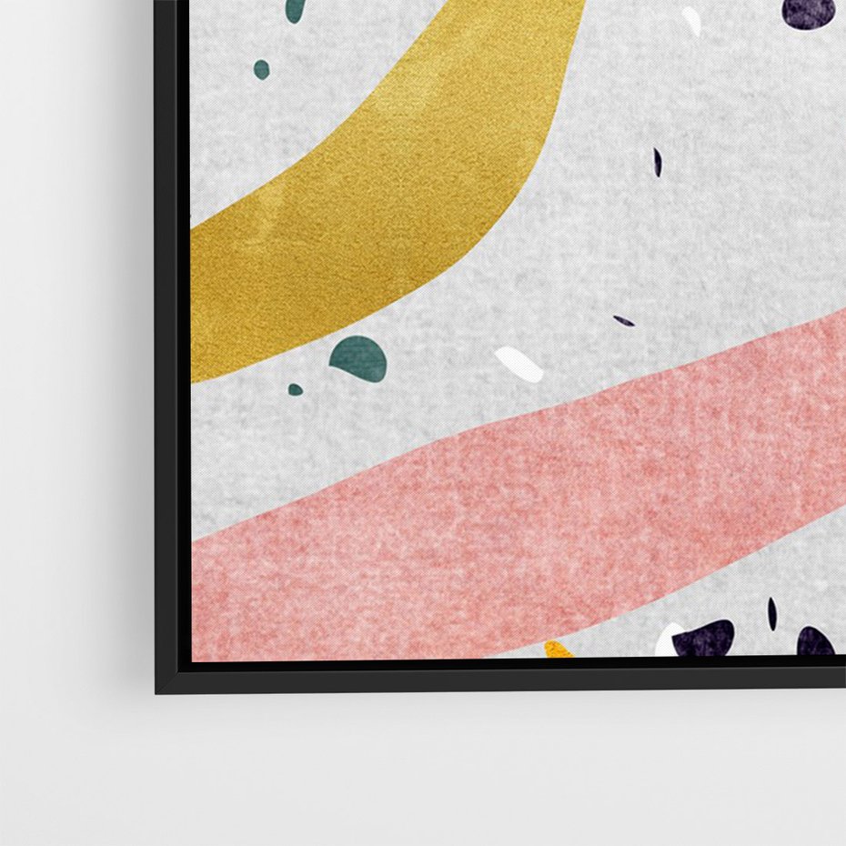 Obraz w ramie 70x100 - Eklektyczny Mix - kolaż, pastelowe abstrakcyjne plamy - rama czarna