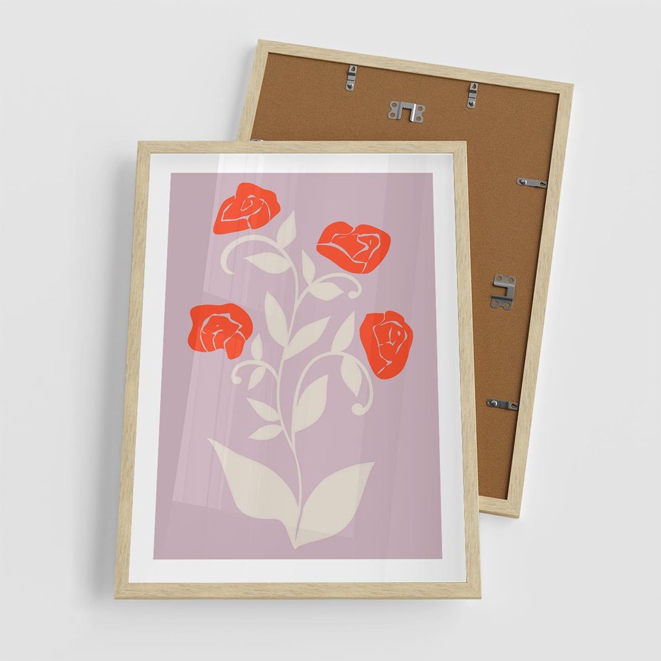 Plakat w ramie 50x70 - Migotliwe Widzenie Kwiatów - nowoczesny plakat, roślinne motywy - rama drewno