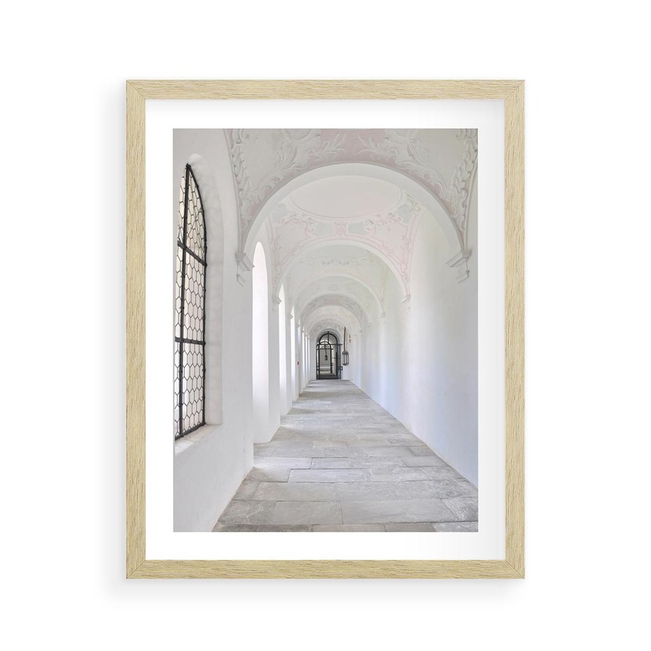 Plakat w ramie 40x50 - Architektoniczne Przejście - architektura, korytarz - rama drewno