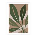 Plakat bez ramy 21x30 - Nowoczesność Natury: Plakat z Zielonymi Liśćmi - nowoczesny plakat, beż