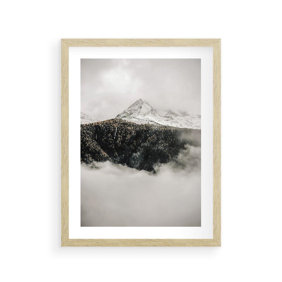 Plakat w ramie 30x40 - Zimowa Wielkość - górski krajobraz, zima w górach - rama drewno