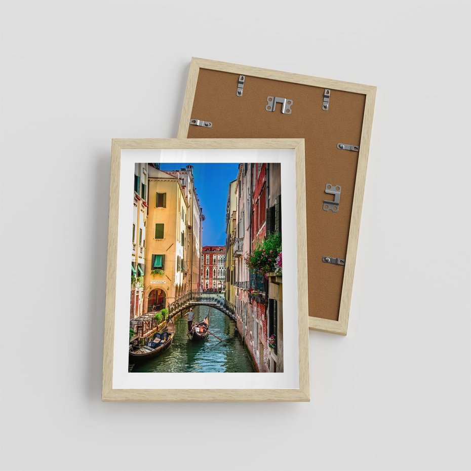 Plakat w ramie 30x40 - Romantyczna Gondola - Wenecja, gondola - rama drewno