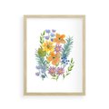 Plakat w ramie 30x40 - Migocące Widoki Kwiatów - akwarelowe polne kwiaty, minimalistyczny plakat - rama drewno