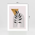 Plakat bez ramy 30x40 - Geometria z Elementami Złota i Liści - grafika, złoto
