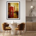 Plakat bez ramy 40x50 - Ikoniczna budka telefoniczna w Londynie - sepia, budka