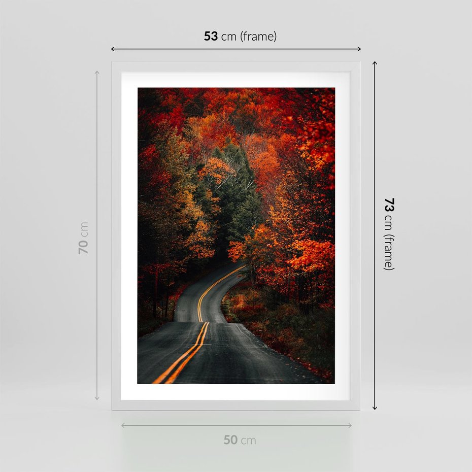 Plakat w ramie 50x70 - Jesienne Podróżowanie - fotografia, jesień - rama biała