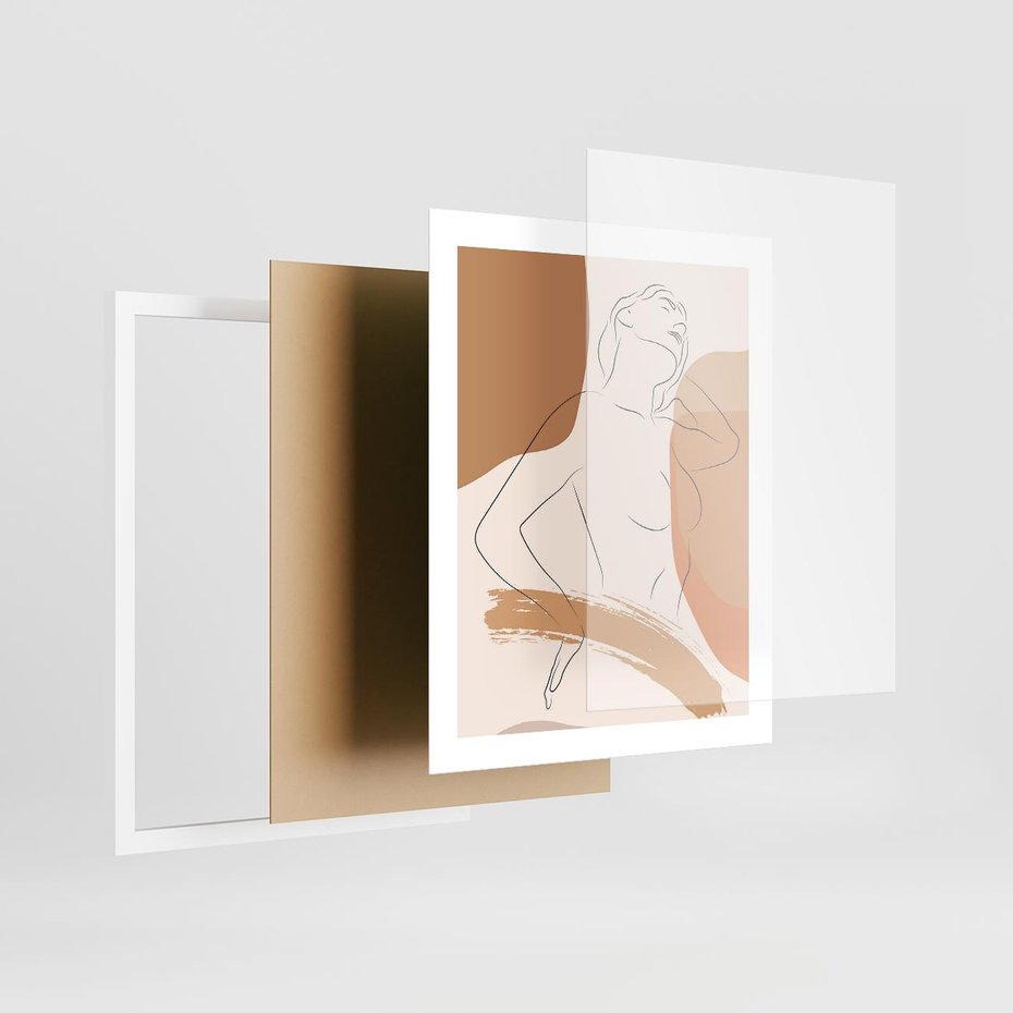 Plakat w ramie 40x50 - Sztuka Prostoty - kobieta, szkic - rama biała