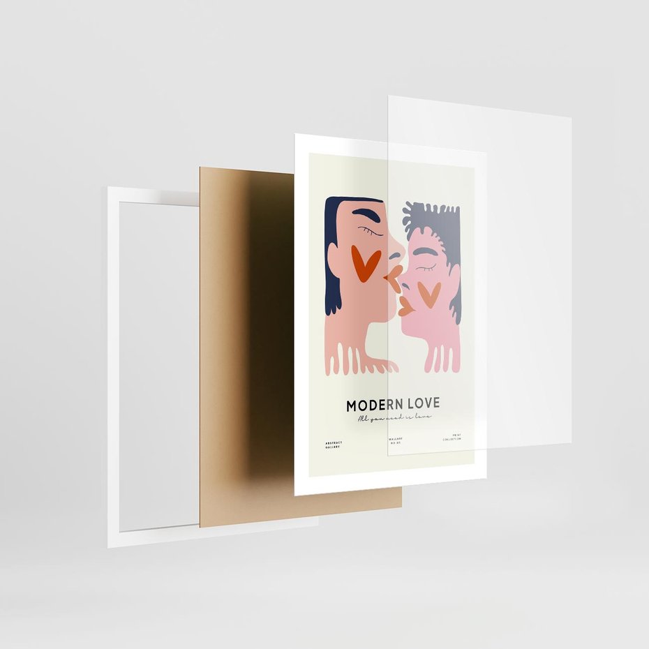 Plakat w ramie 50x70 - Miłość w Kompozycji - miłość, para zakochanych - rama biała