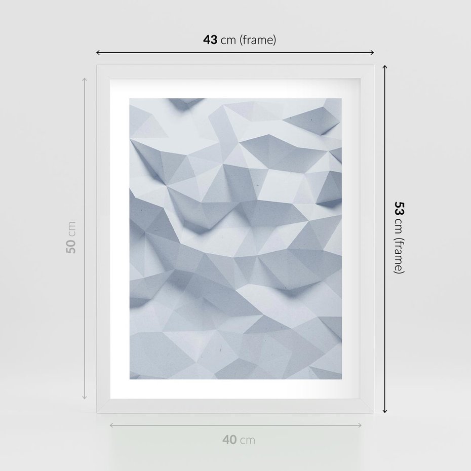 Plakat w ramie 40x50 - Trójwymiarowa geometria - geometria, 3d - rama biała