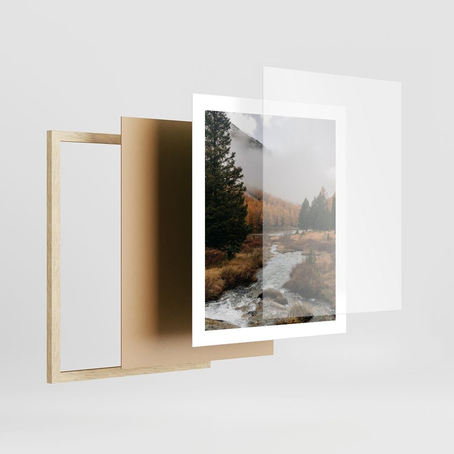 Plakat w ramie 40x50 - W Górskiej Dolinie - artystyczna fotografia, las - rama drewno