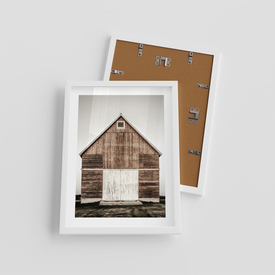 Plakat w ramie 30x40 - Rustykalny Drewniany Domek - domek, drewniany dom - rama biała