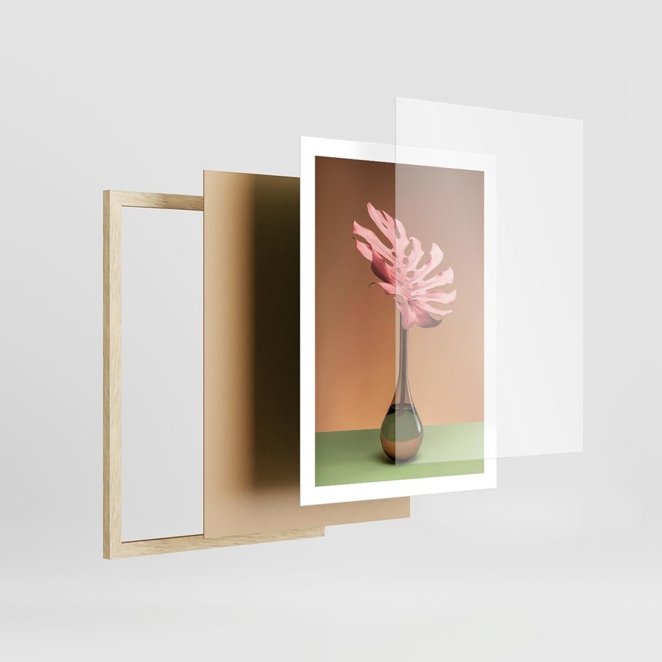 Plakat w ramie 50x70 - Wyjątkowy monstera - monstera, liść - rama drewno