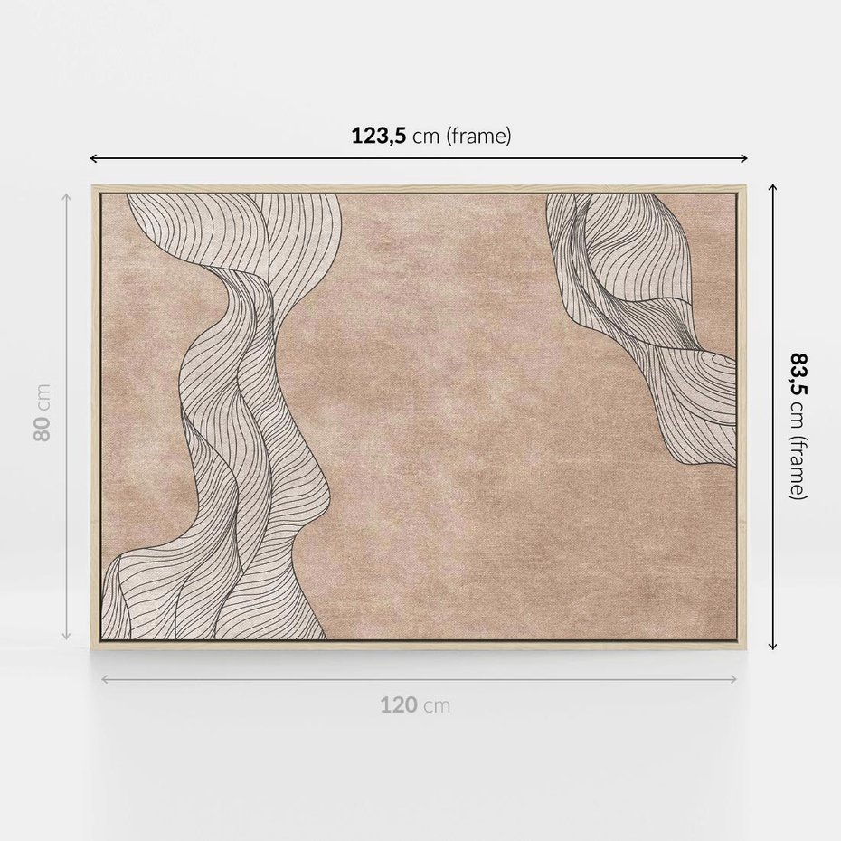 Obraz w ramie 120x80 - Symfonia uczuć i kształtów - delikatna kompozycja, falujące linie - rama drewno