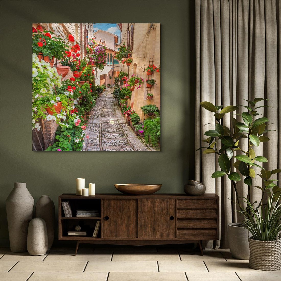 Obraz na płótnie 60x60 - miasto w kolorach - uliczka, miasto